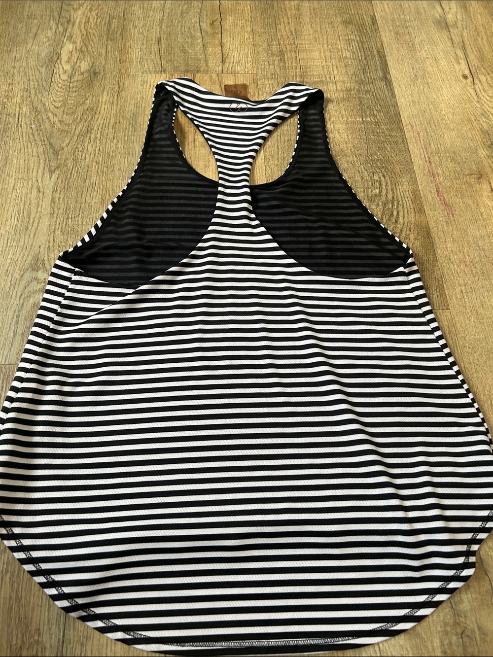 Calia Striped Racerback Tank Top - Black & White - Picture 4 of 4